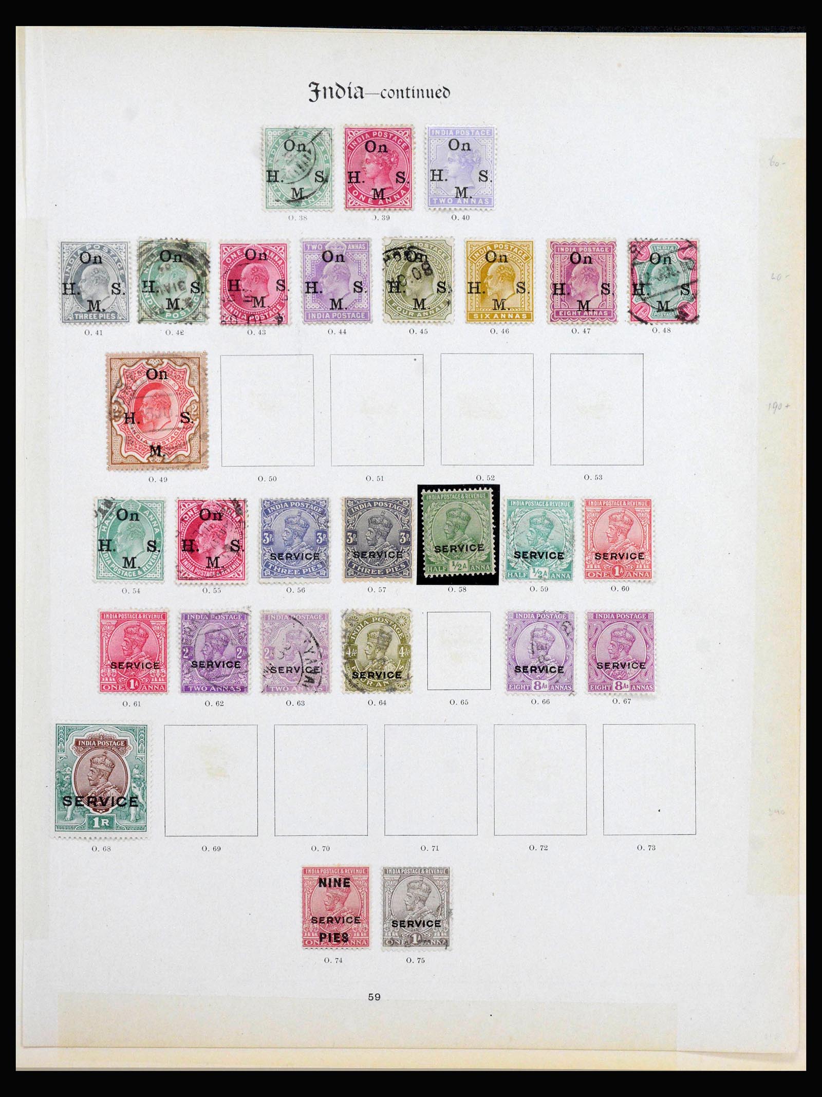 40114 0002 - Stamp collection 40114 India service 1866-1930.