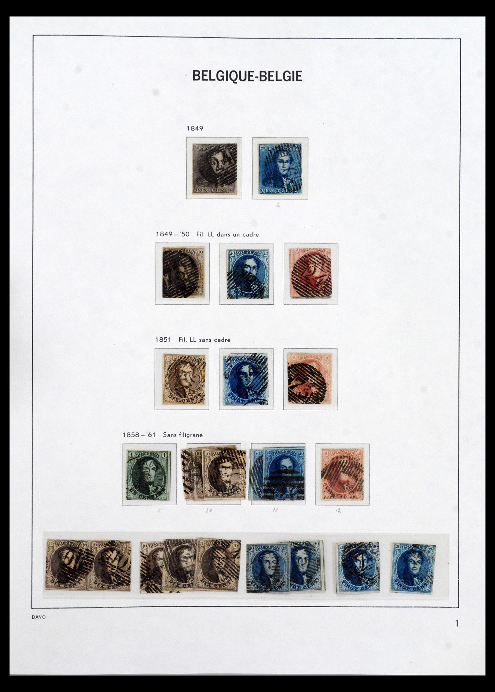 40185 0001 - Stamp collection 40185 Belgium complete 1849-1964.