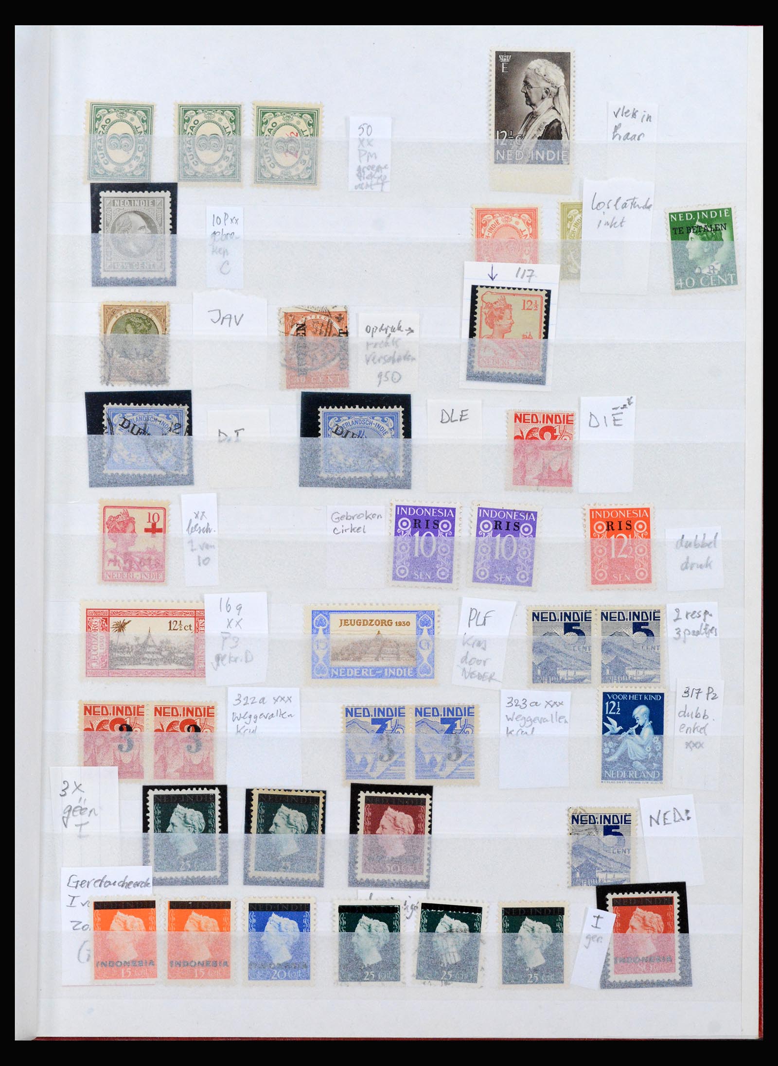 40187 0001 - Stamp collection 40187 Dutch territories plateflaws 1870-1950.