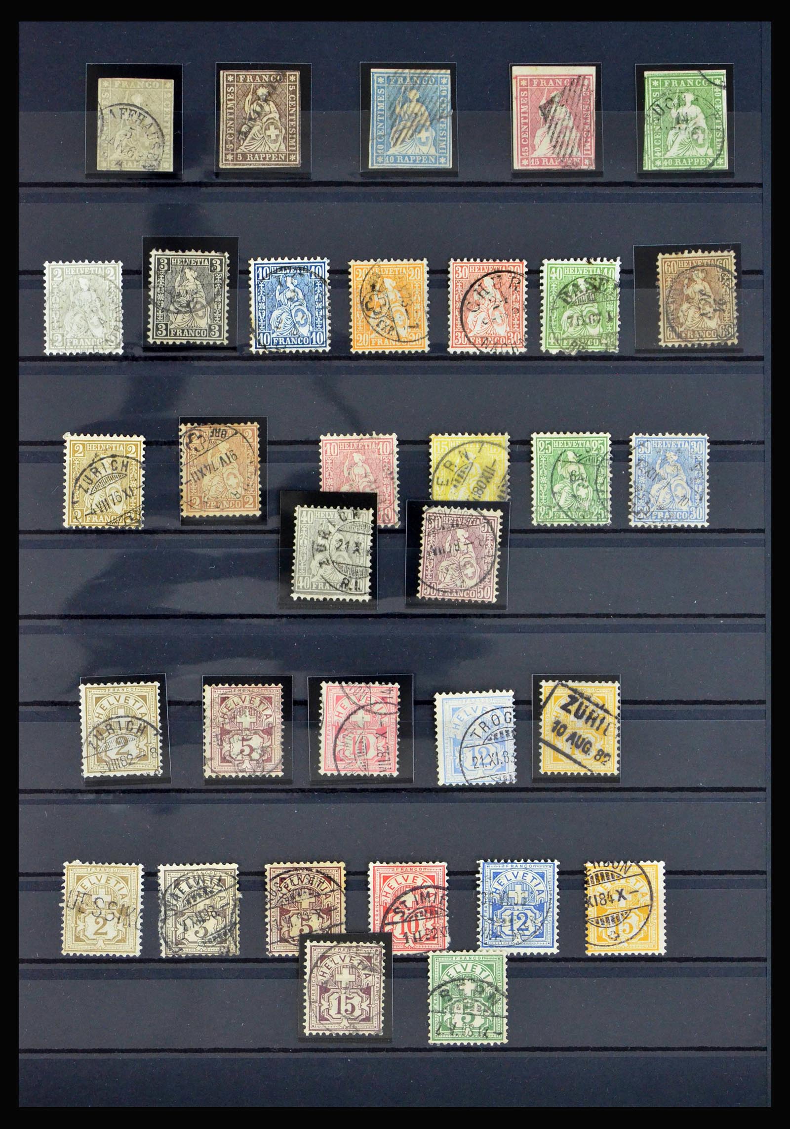 40198 0001 - Stamp collection 40198 Switzerland better stamps 1854-1913.