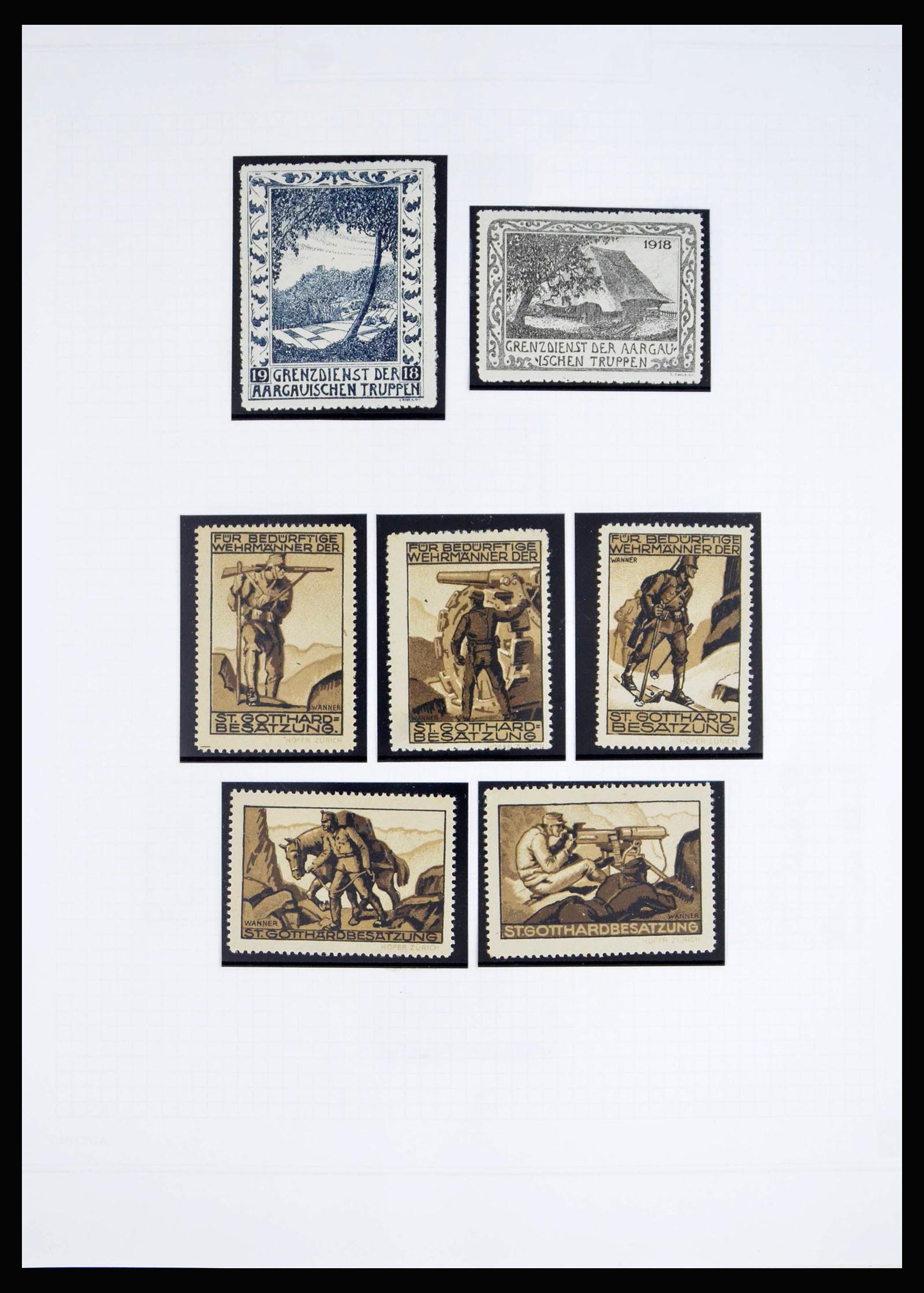 40199 0001 - Stamp collection 40199 Switzerland soldier stamps 1914-1945.