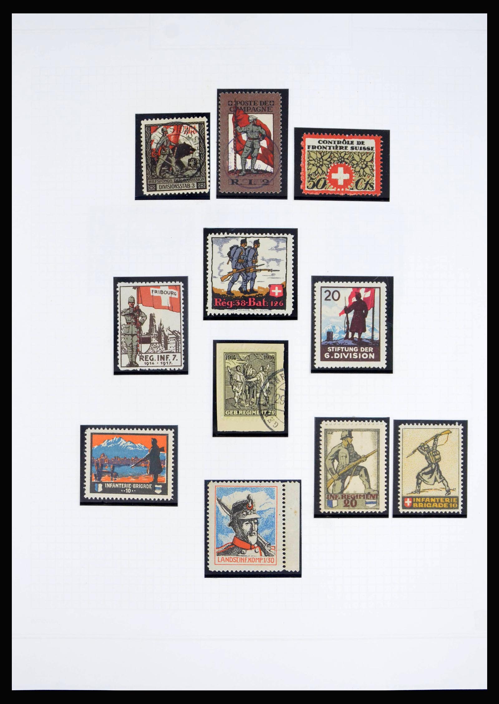 40199 0002 - Stamp collection 40199 Switzerland soldier stamps 1914-1945.