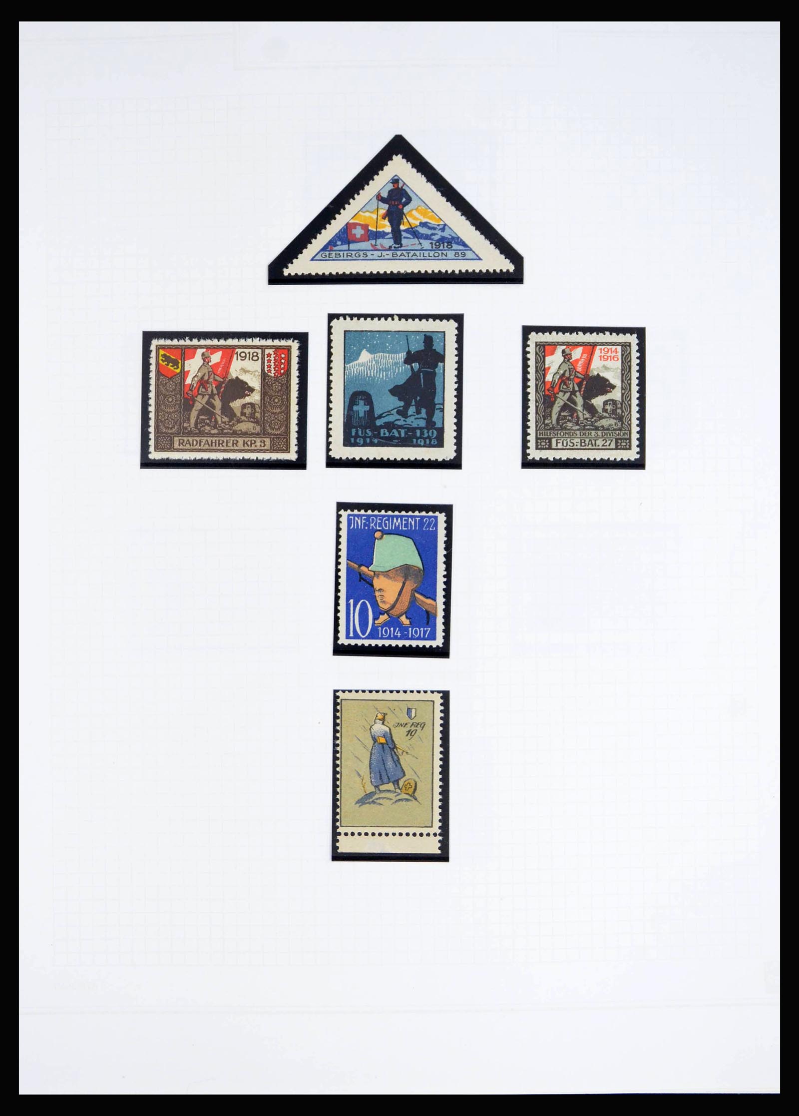 40199 0003 - Stamp collection 40199 Switzerland soldier stamps 1914-1945.