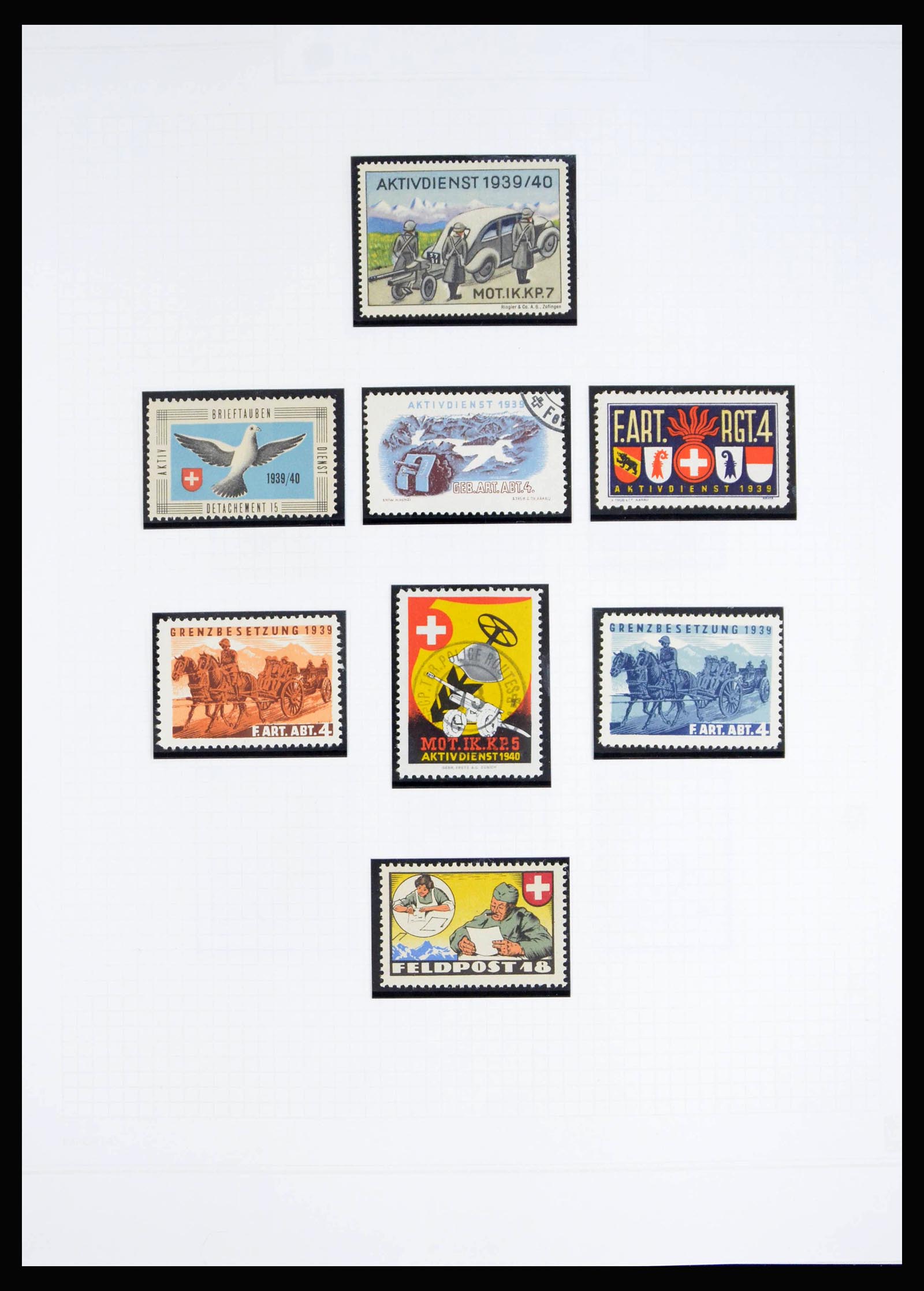 40199 0004 - Stamp collection 40199 Switzerland soldier stamps 1914-1945.