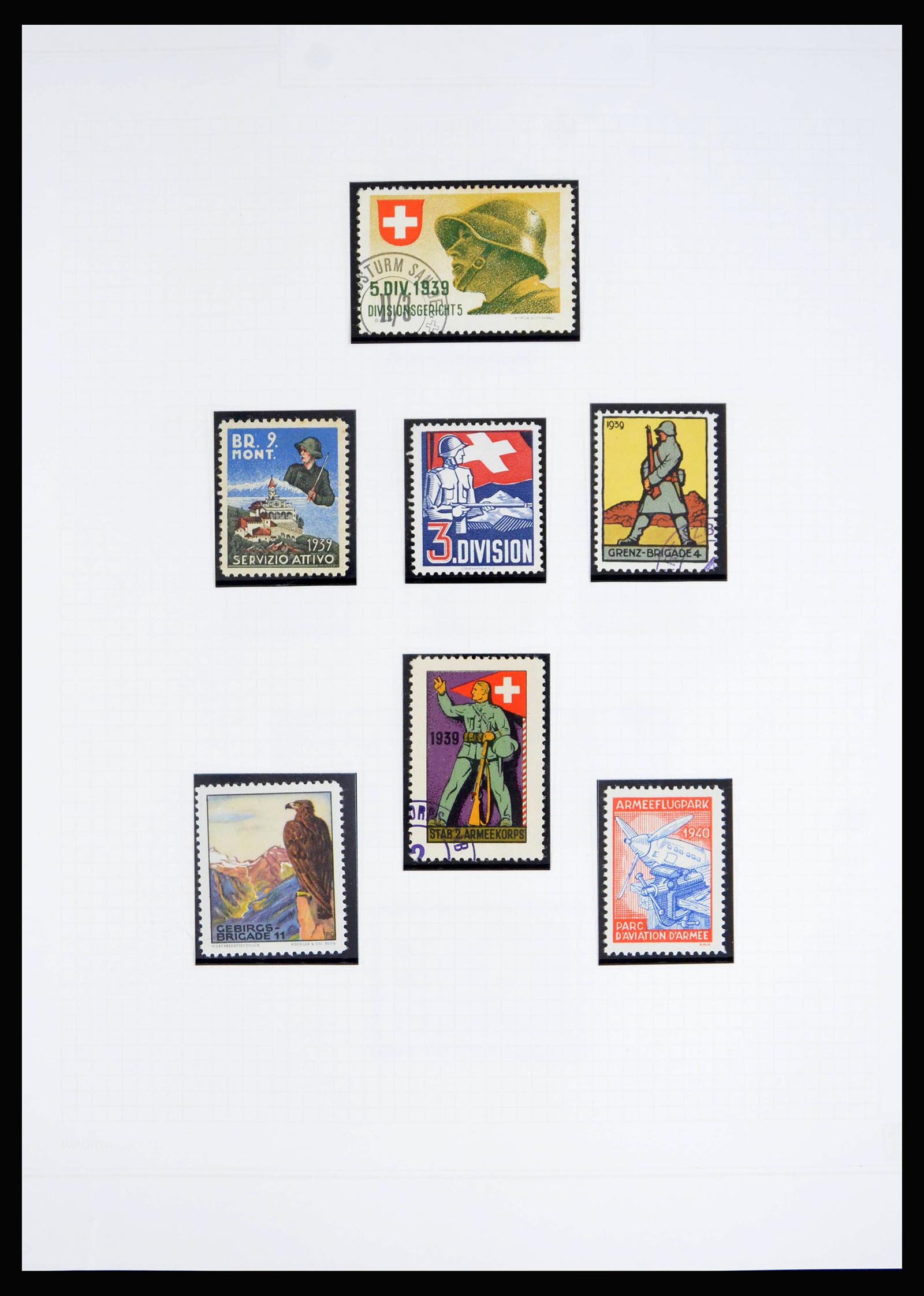 40199 0005 - Stamp collection 40199 Switzerland soldier stamps 1914-1945.