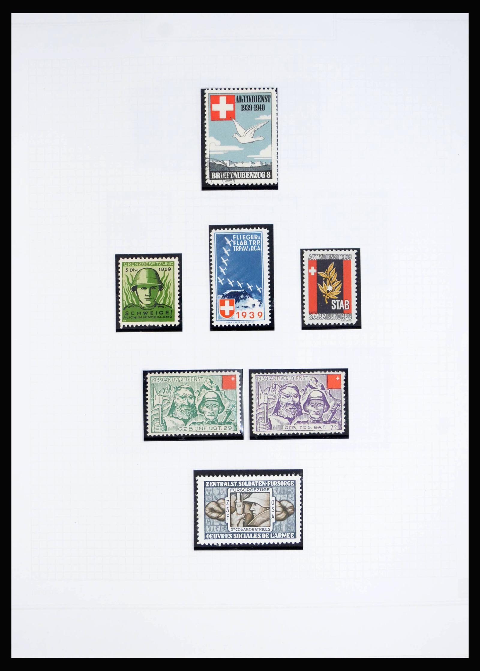 40199 0006 - Stamp collection 40199 Switzerland soldier stamps 1914-1945.