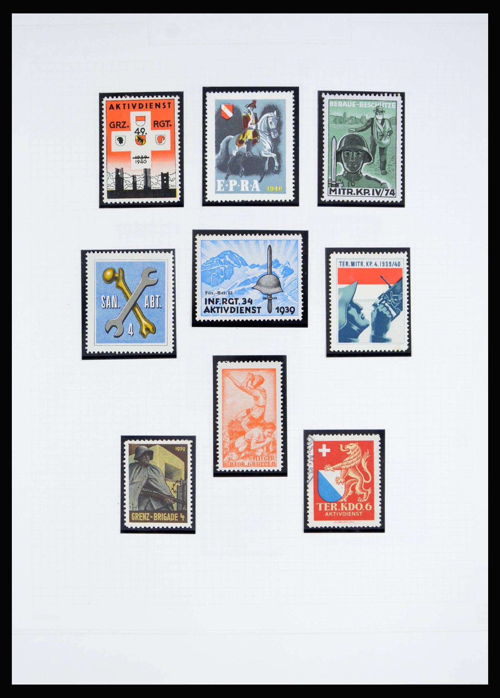 40199 0008 - Stamp collection 40199 Switzerland soldier stamps 1914-1945.