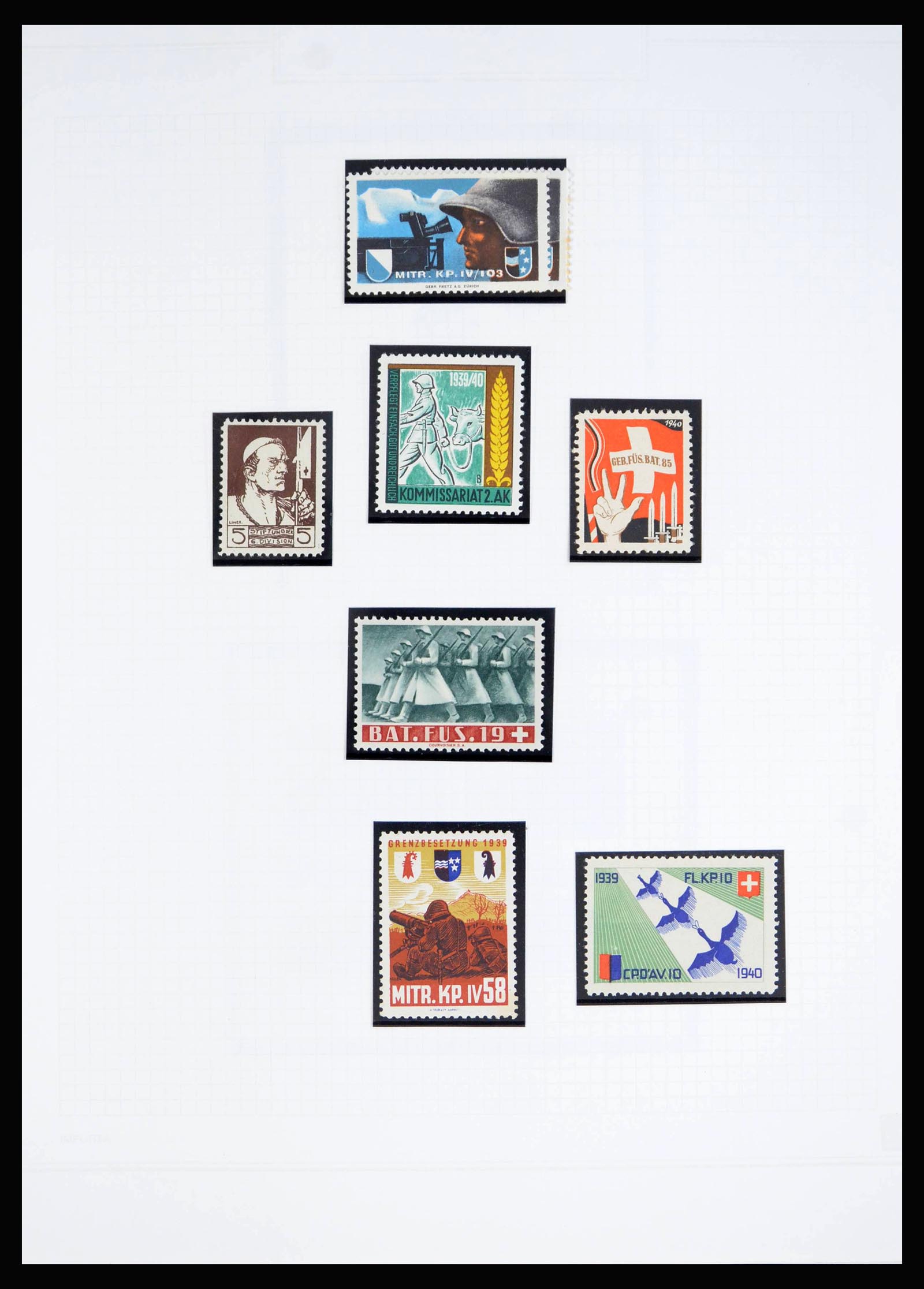 40199 0009 - Stamp collection 40199 Switzerland soldier stamps 1914-1945.