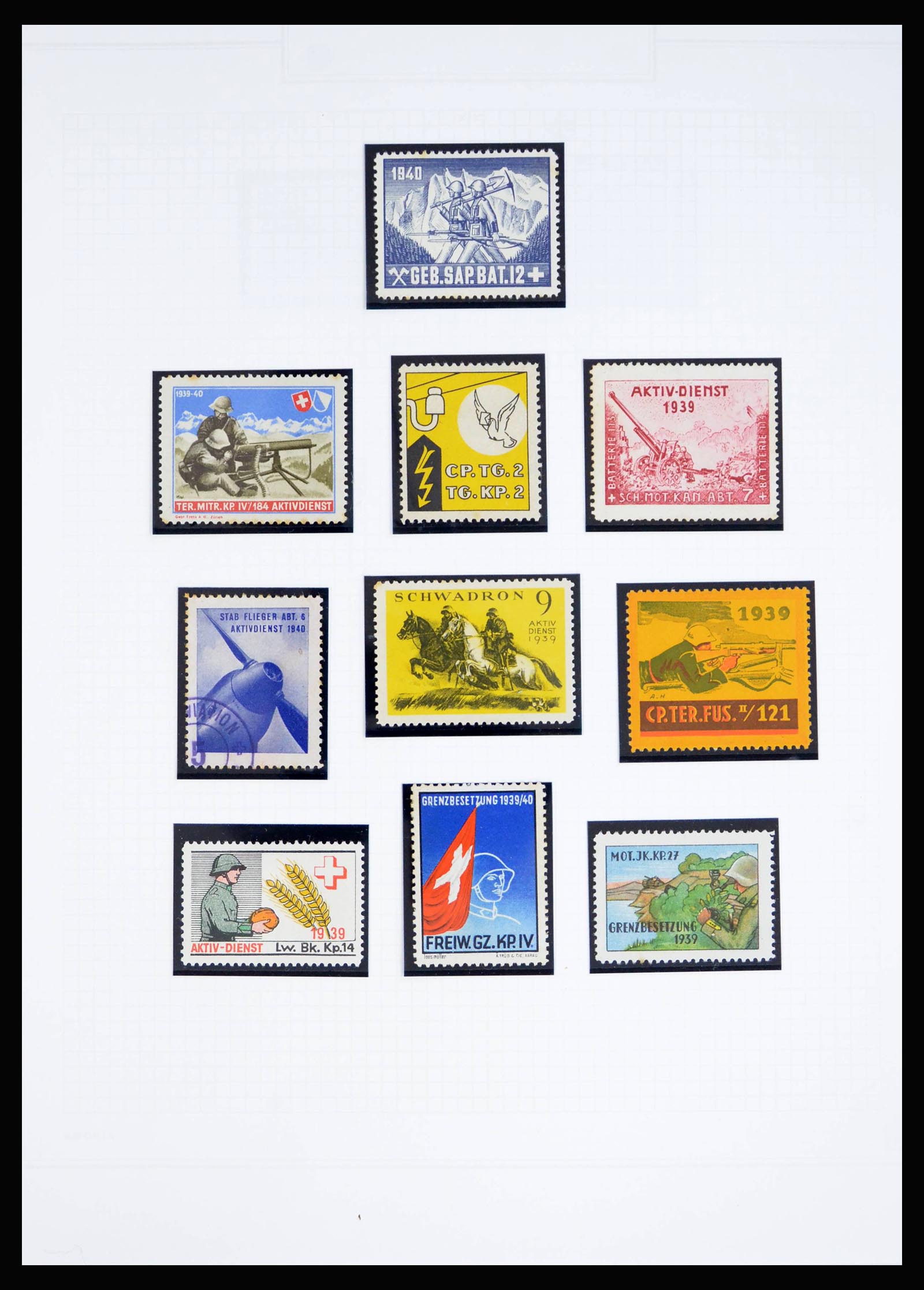 40199 0014 - Stamp collection 40199 Switzerland soldier stamps 1914-1945.