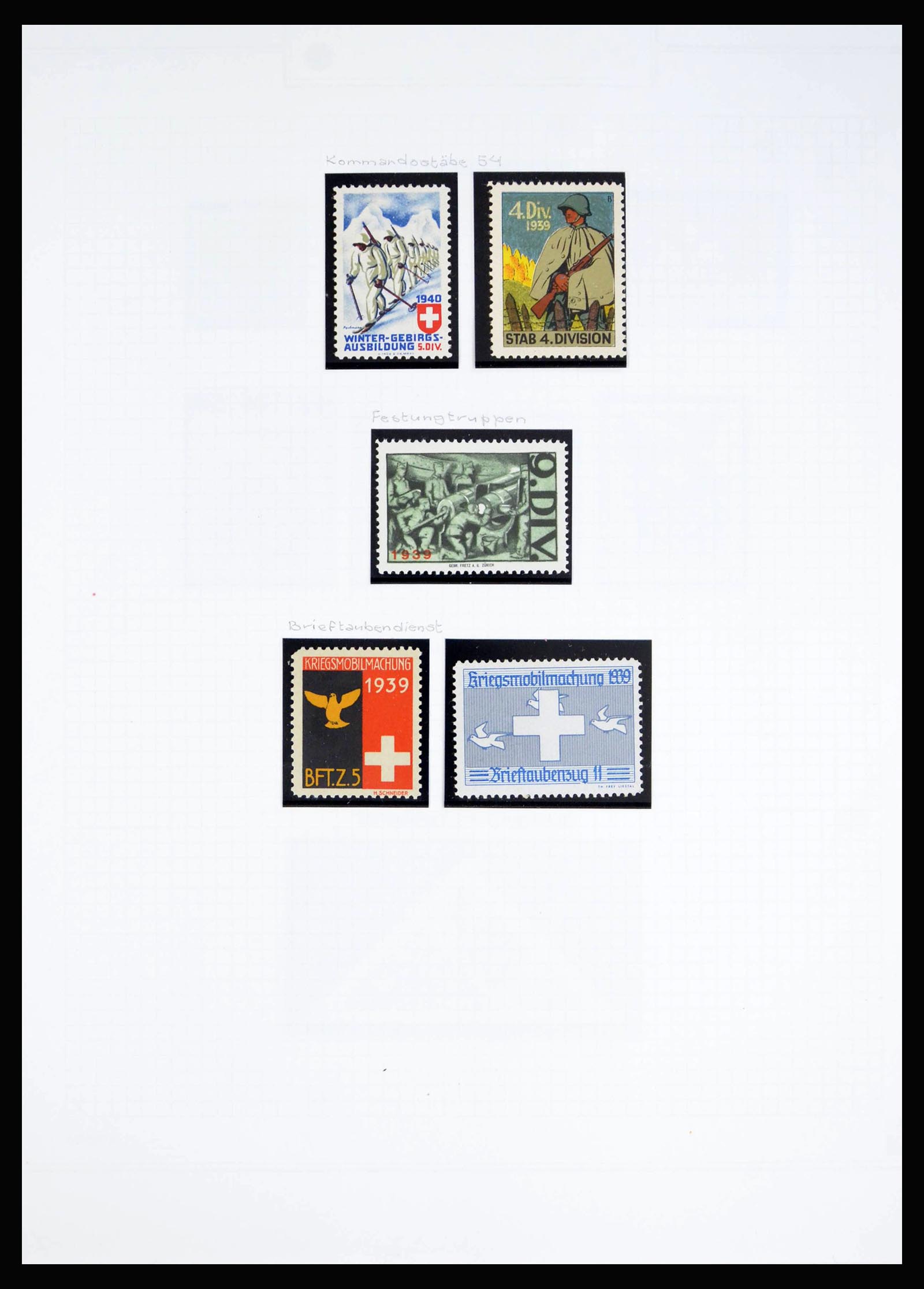 40199 0016 - Stamp collection 40199 Switzerland soldier stamps 1914-1945.