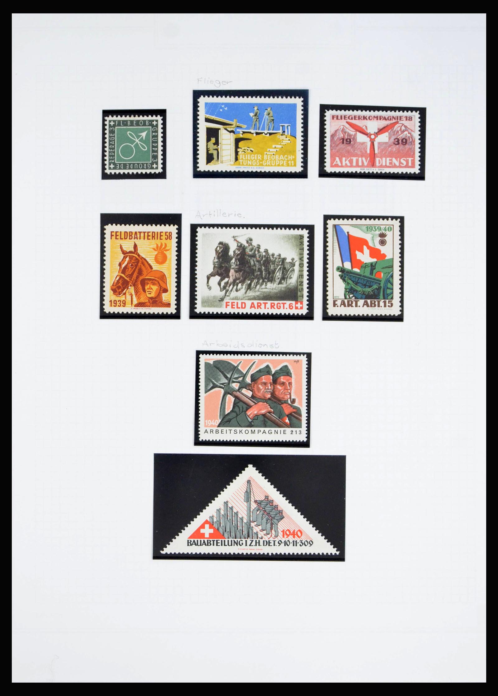 40199 0017 - Stamp collection 40199 Switzerland soldier stamps 1914-1945.