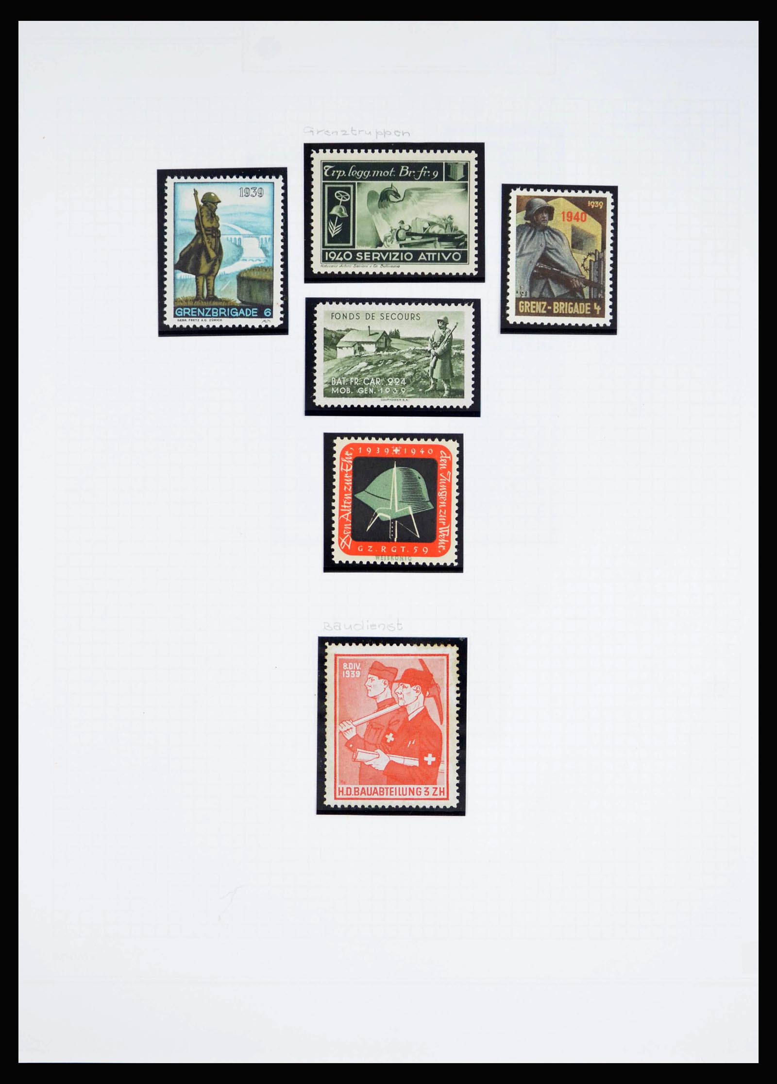 40199 0018 - Stamp collection 40199 Switzerland soldier stamps 1914-1945.