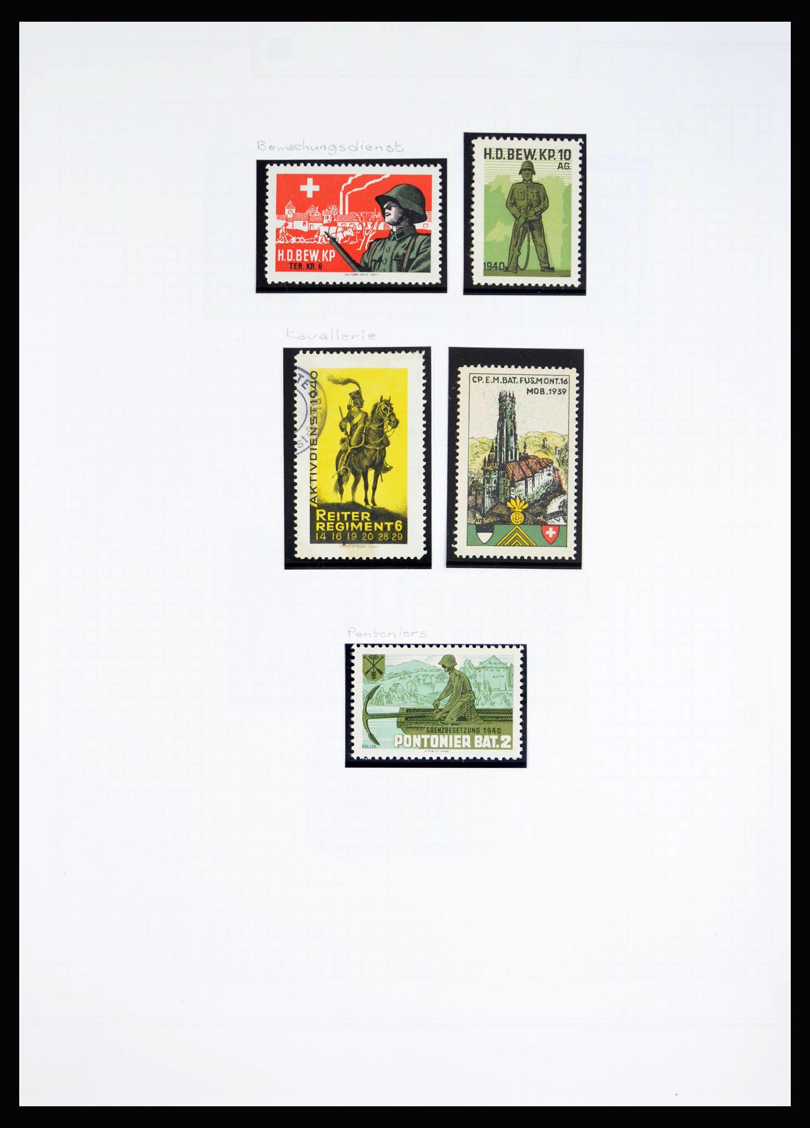 40199 0019 - Stamp collection 40199 Switzerland soldier stamps 1914-1945.