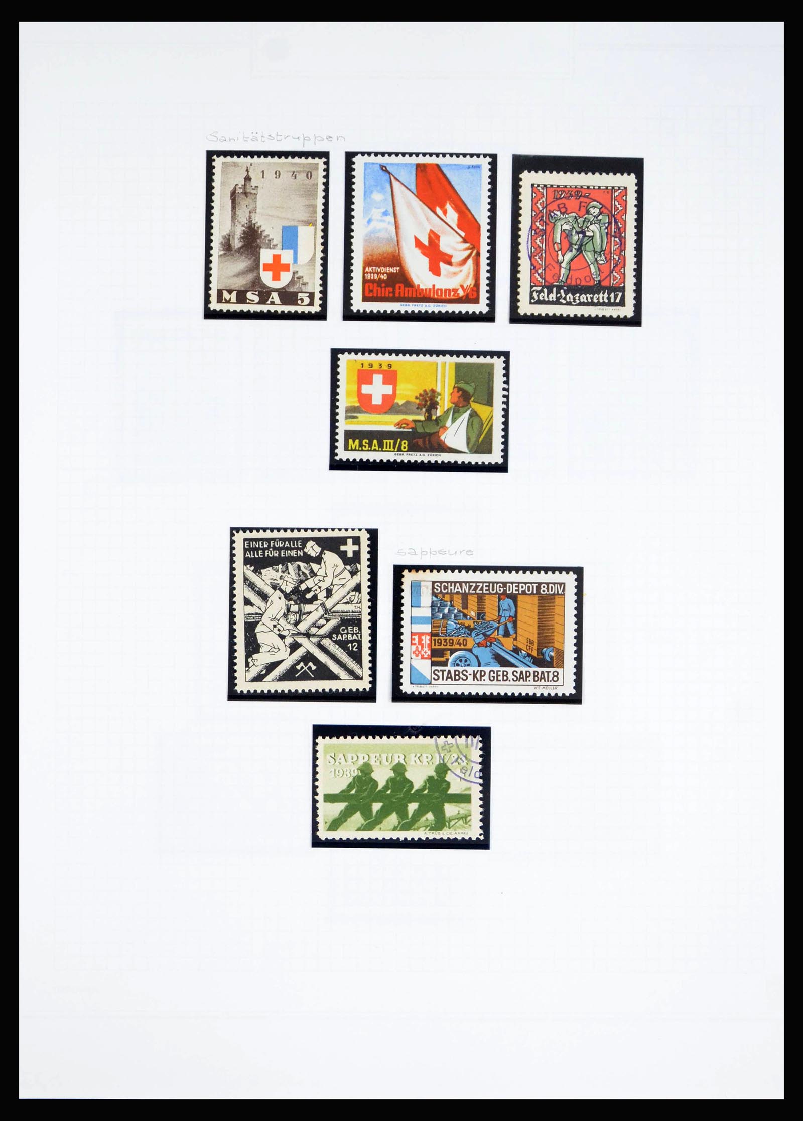 40199 0020 - Stamp collection 40199 Switzerland soldier stamps 1914-1945.