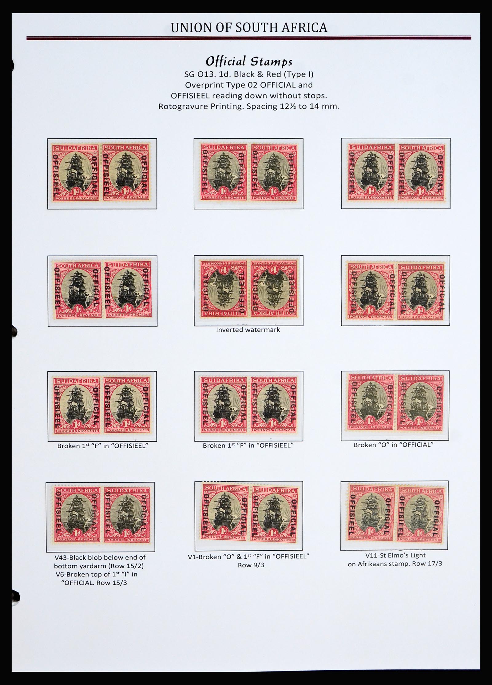 40233 0020 - Stamp collection 40233 South Africa officials 1926-1954.