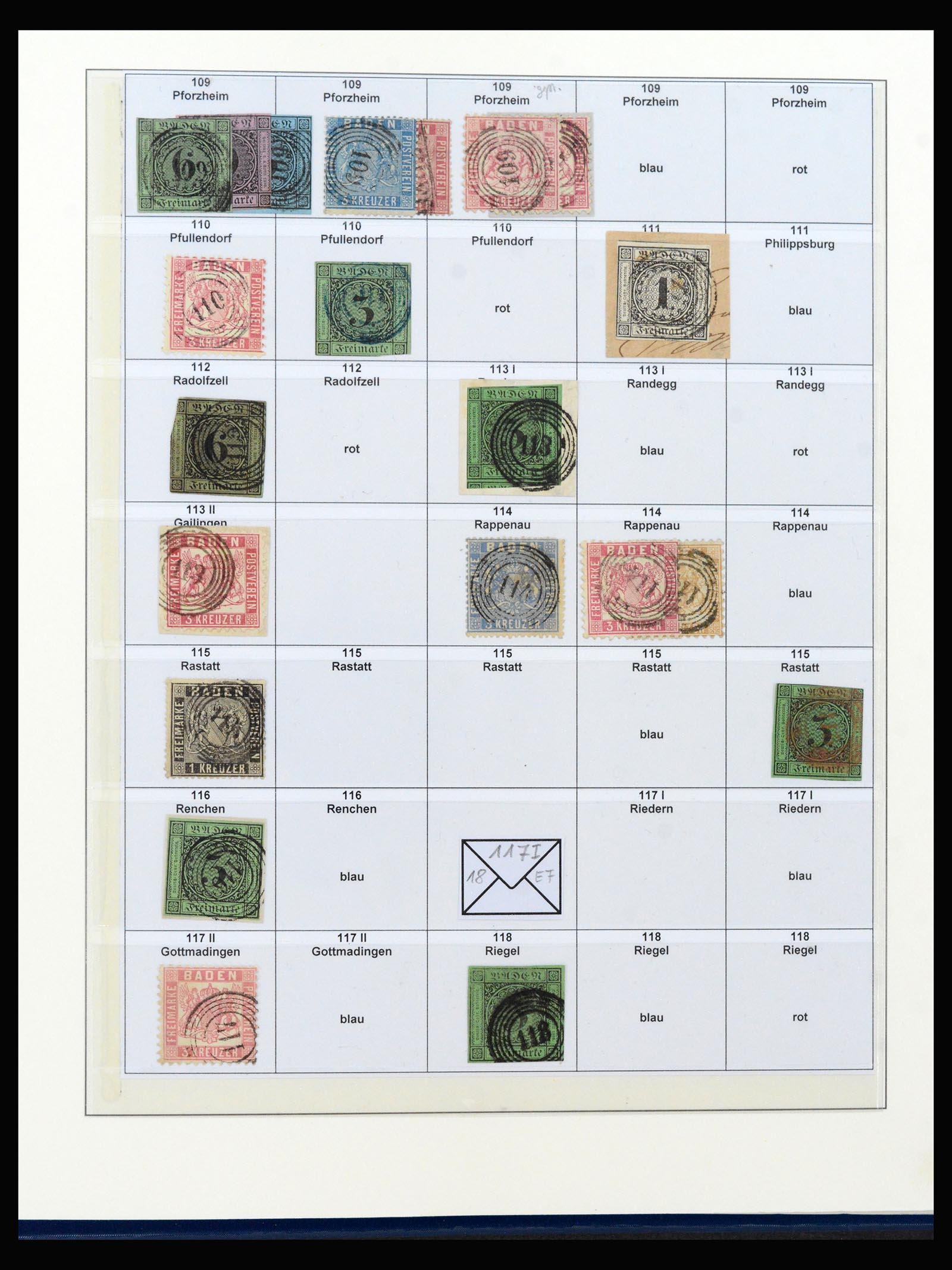 40237 0010 - Stamp collection 40237 Baden cancels 1850-1868.