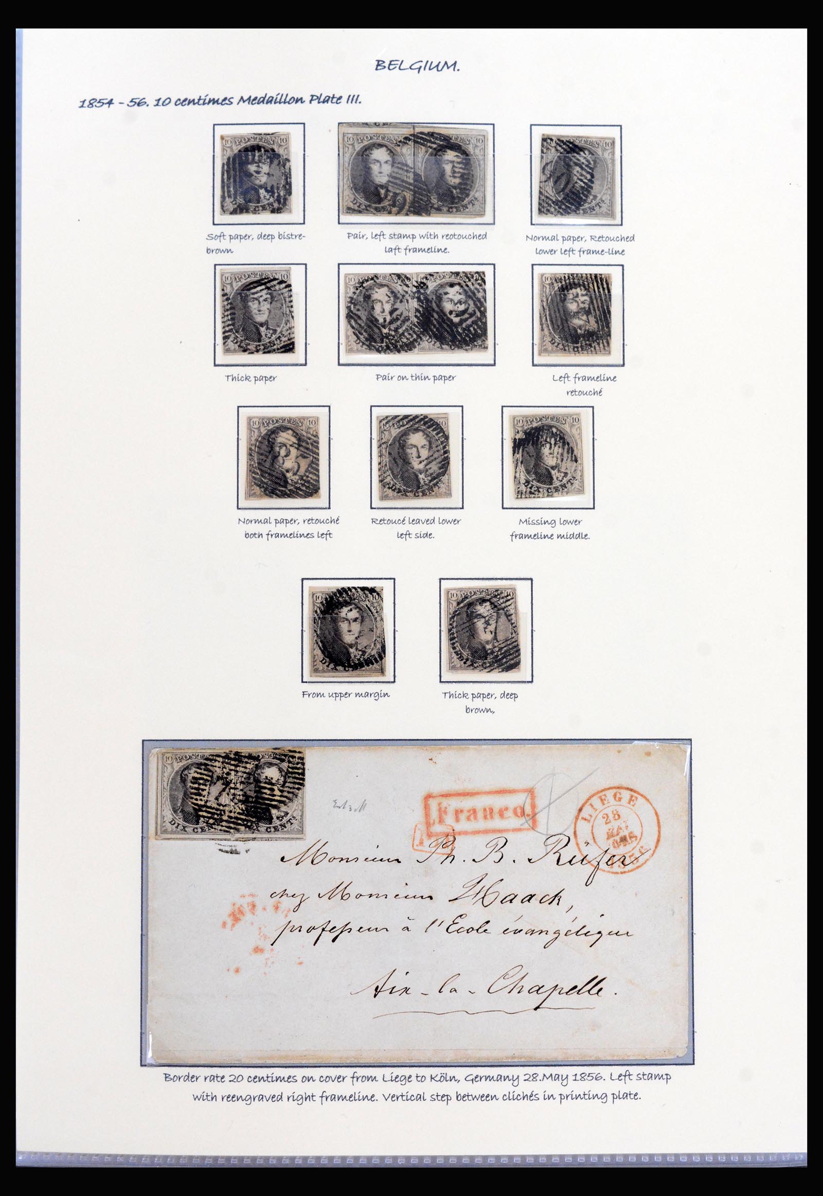 40240 0006 - Stamp collection 40240 Belgium exhibition collection 1849-1863.