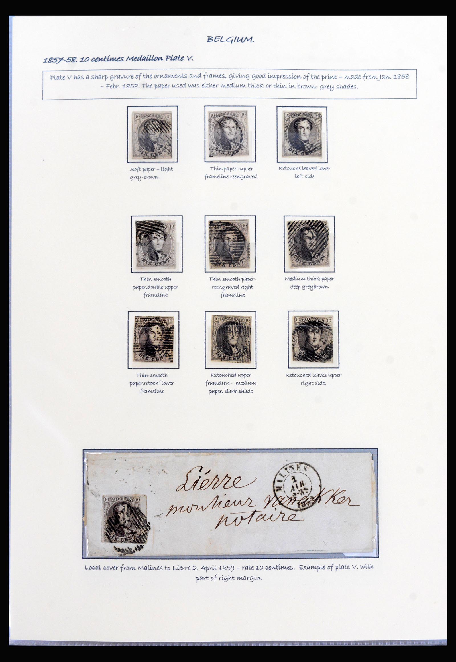 40240 0009 - Stamp collection 40240 Belgium exhibition collection 1849-1863.