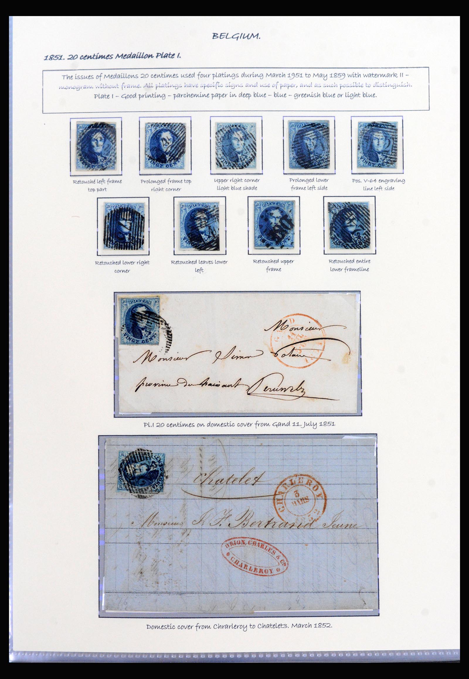 40240 0011 - Stamp collection 40240 Belgium exhibition collection 1849-1863.