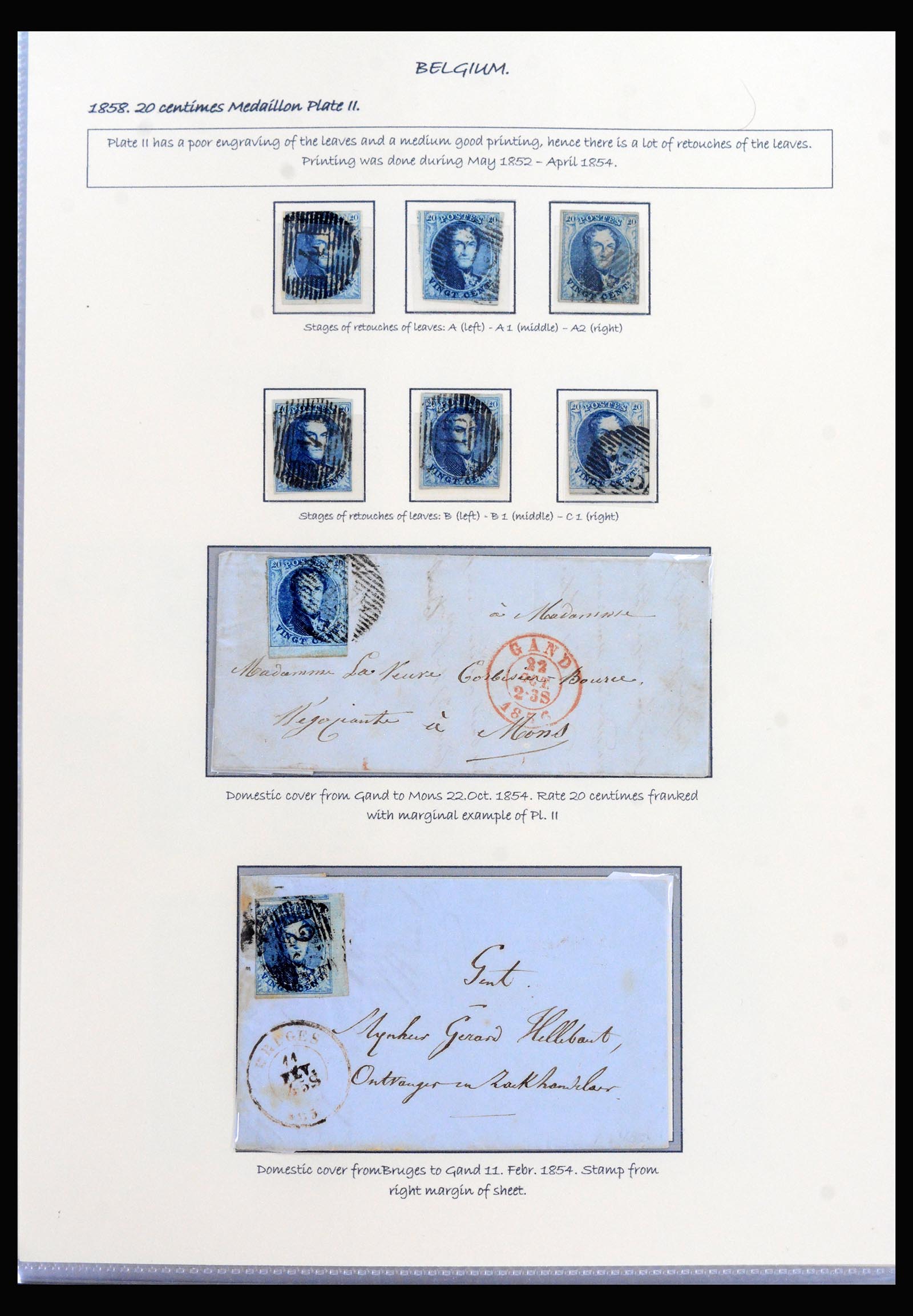 40240 0014 - Stamp collection 40240 Belgium exhibition collection 1849-1863.