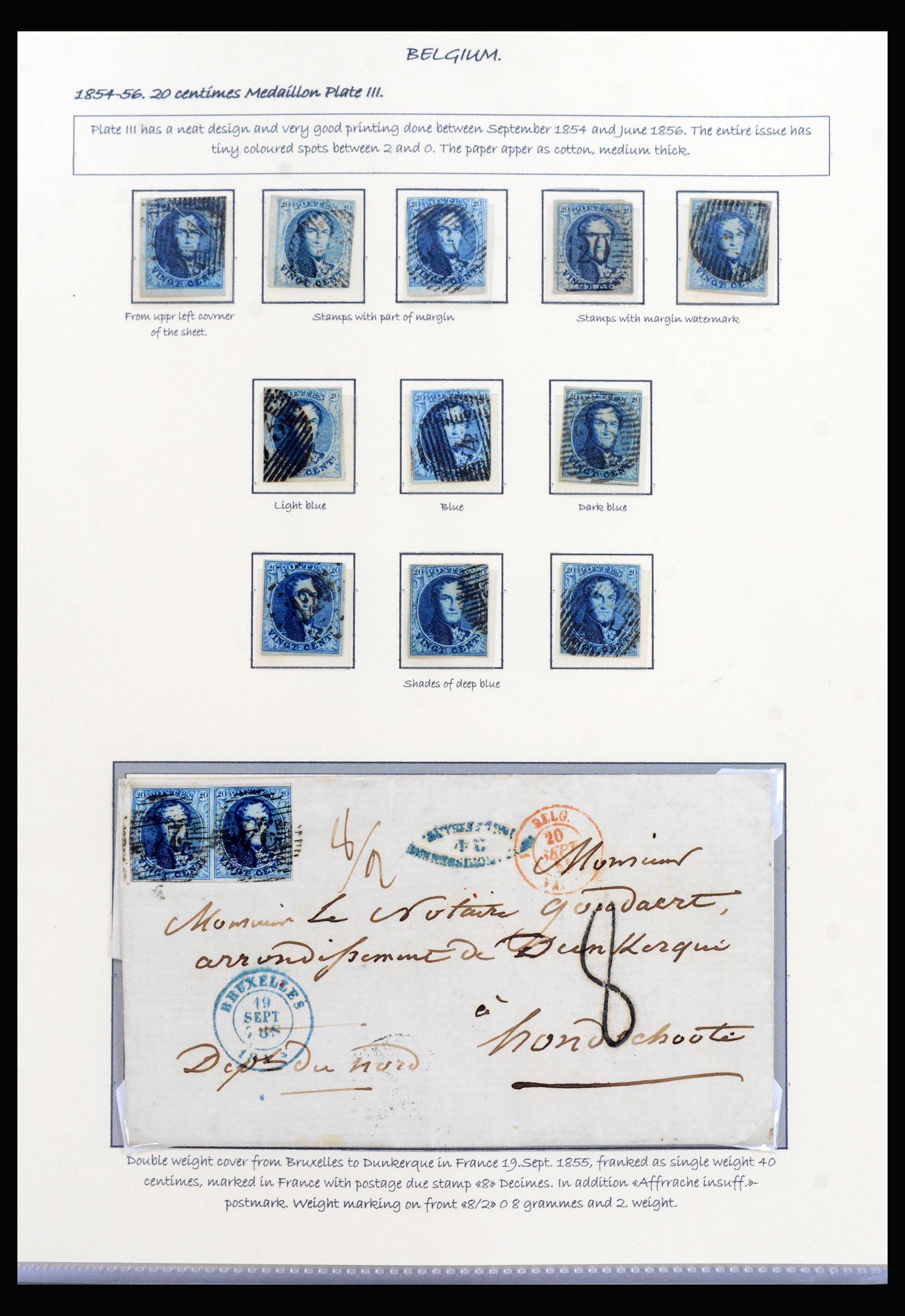 40240 0016 - Stamp collection 40240 Belgium exhibition collection 1849-1863.