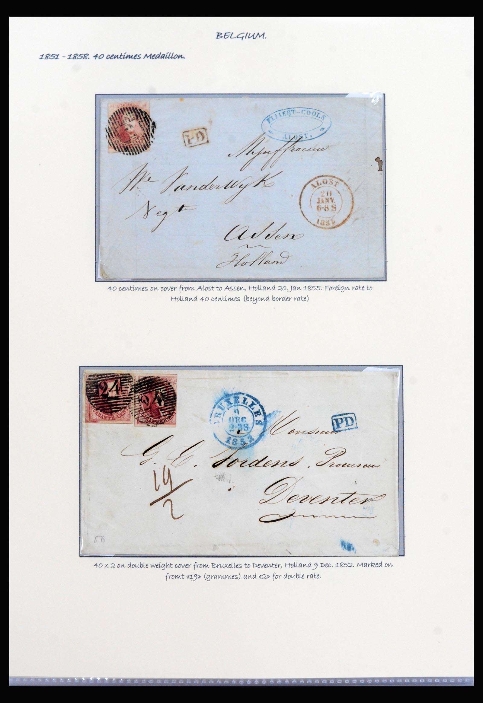 40240 0020 - Stamp collection 40240 Belgium exhibition collection 1849-1863.