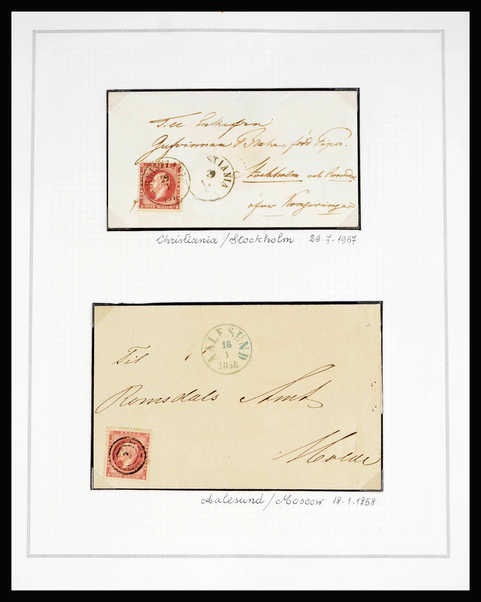 40274 0005 - Stamp collection 40274 Norway classic covers 1857-1864.