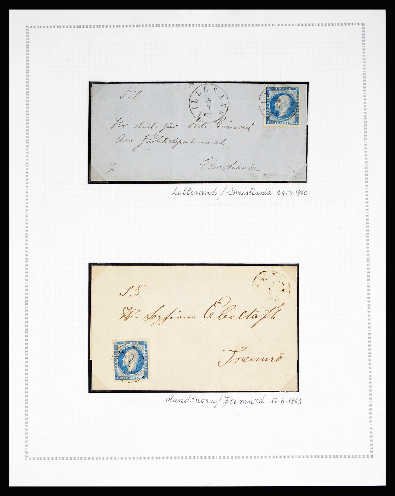 40274 0006 - Stamp collection 40274 Norway classic covers 1857-1864.