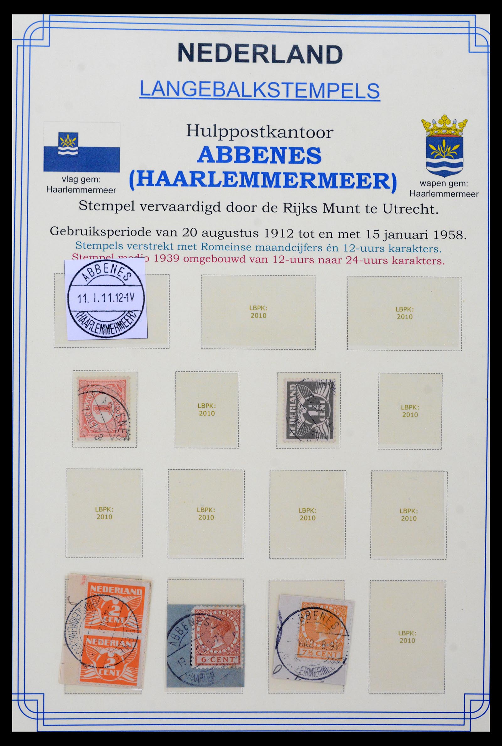 40345 0013 - Stamp collection 40345 Netherlands cancellations 1900-1935.