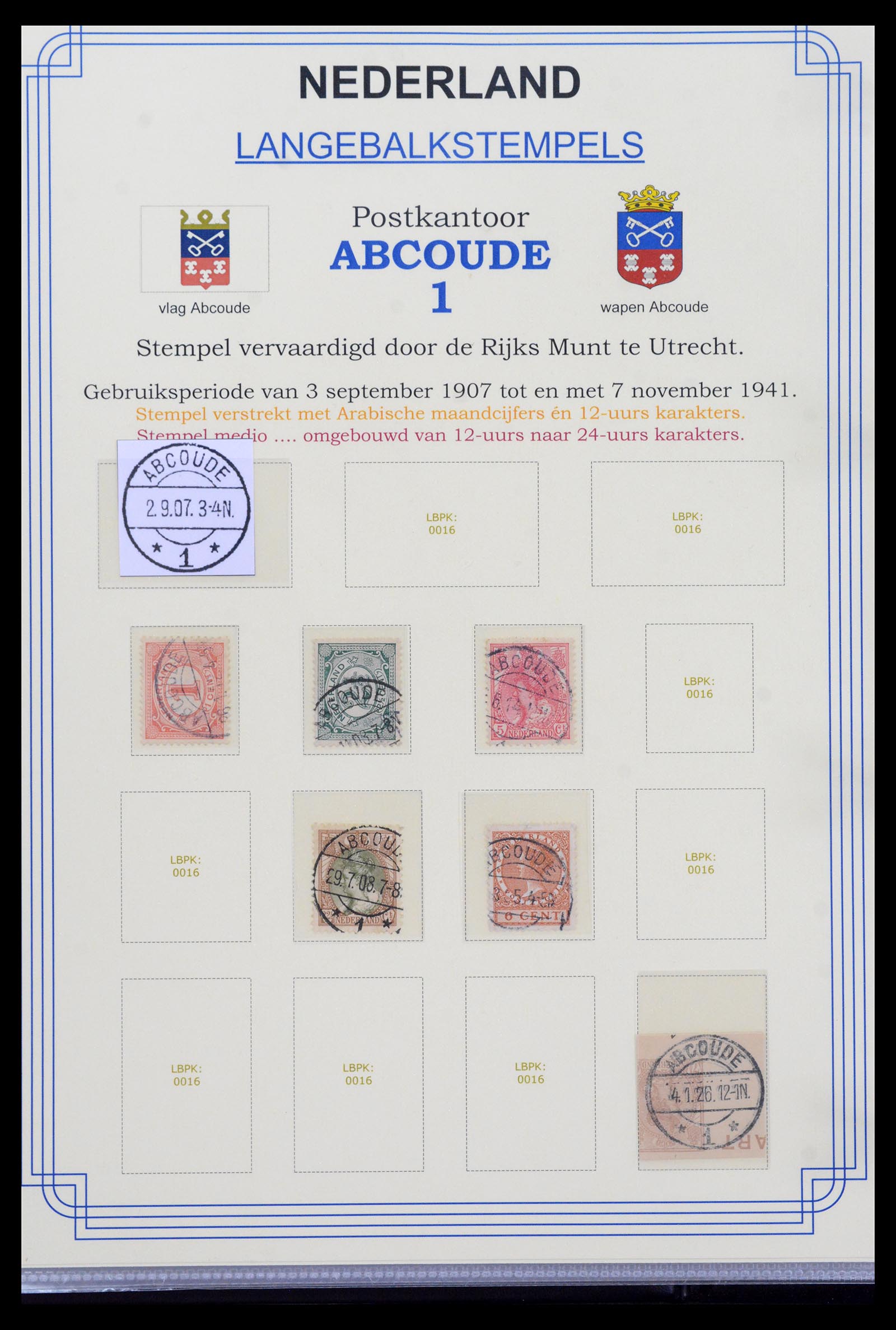 40345 0014 - Stamp collection 40345 Netherlands cancellations 1900-1935.