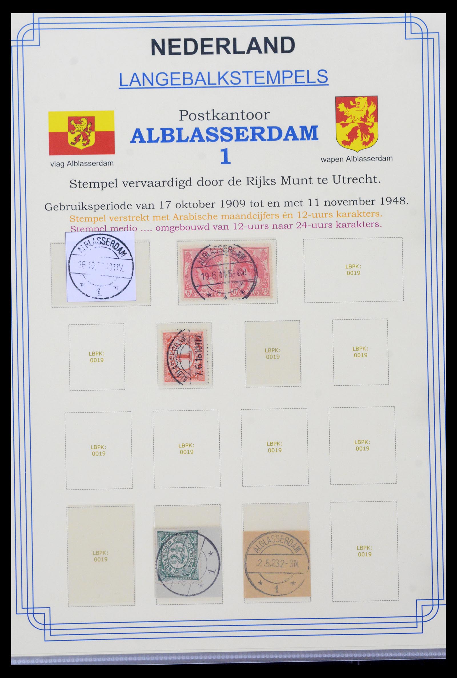 40345 0020 - Stamp collection 40345 Netherlands cancellations 1900-1935.