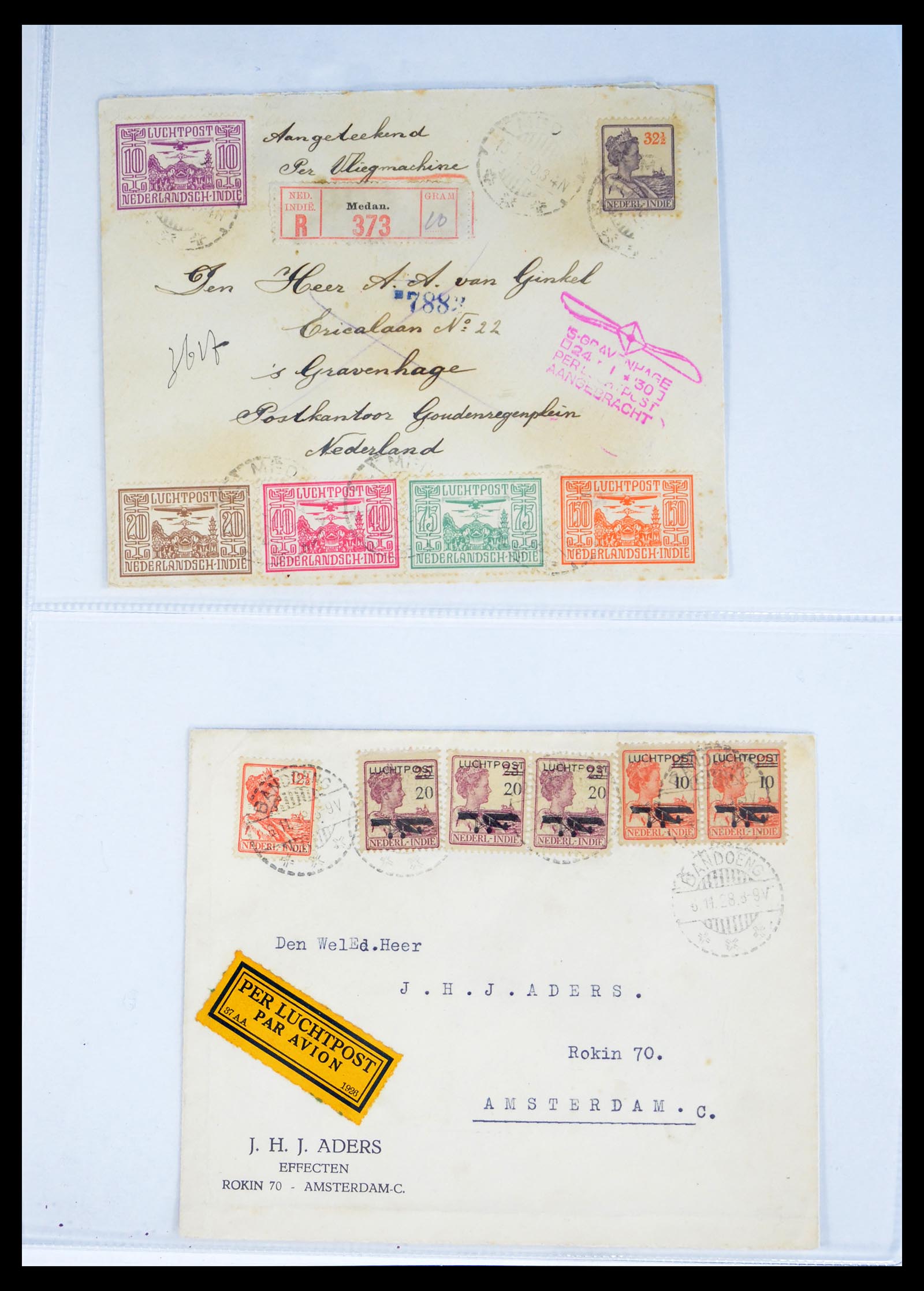 40398 0001 - Postzegel verzameling 40398 Nederlands Indië brieven 1928-1948.