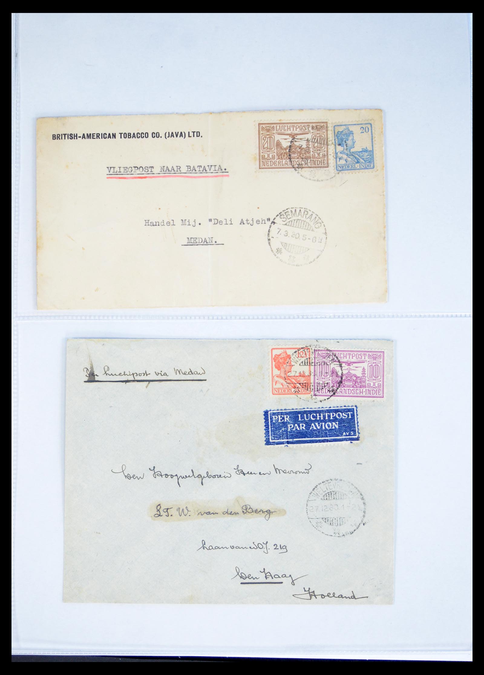 40398 0003 - Postzegel verzameling 40398 Nederlands Indië brieven 1928-1948.