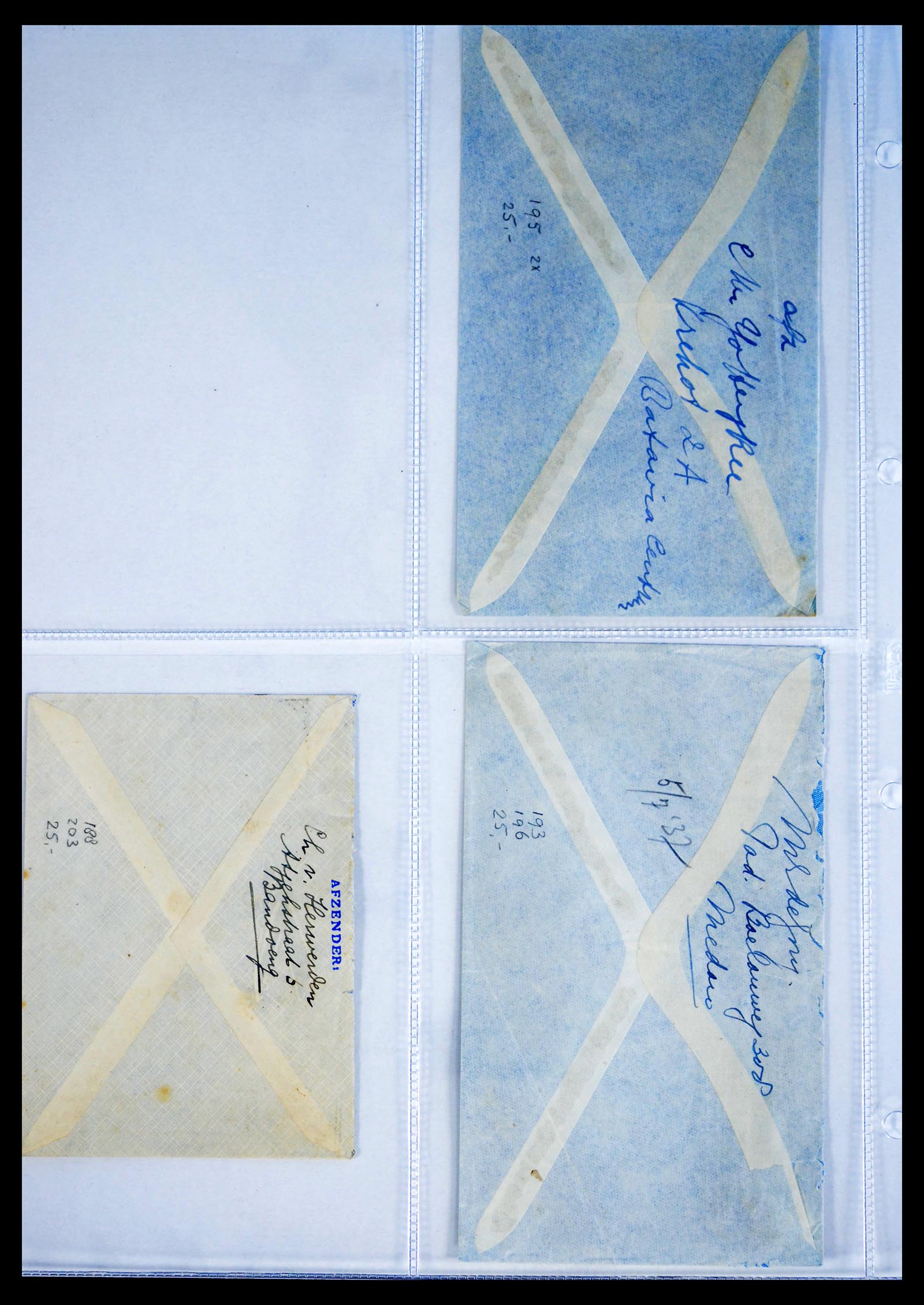 40398 0012 - Postzegel verzameling 40398 Nederlands Indië brieven 1928-1948.