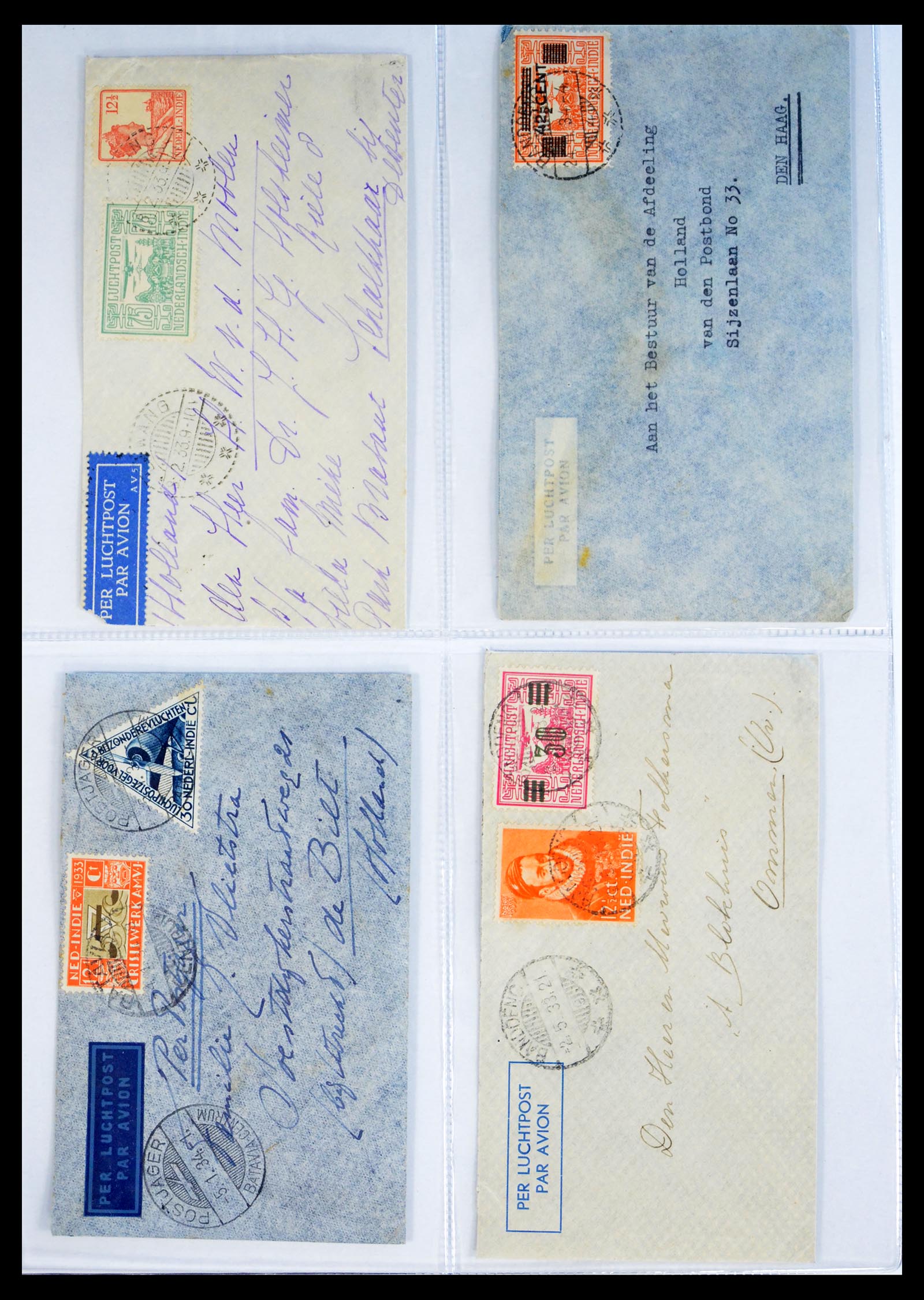 40398 0015 - Postzegel verzameling 40398 Nederlands Indië brieven 1928-1948.