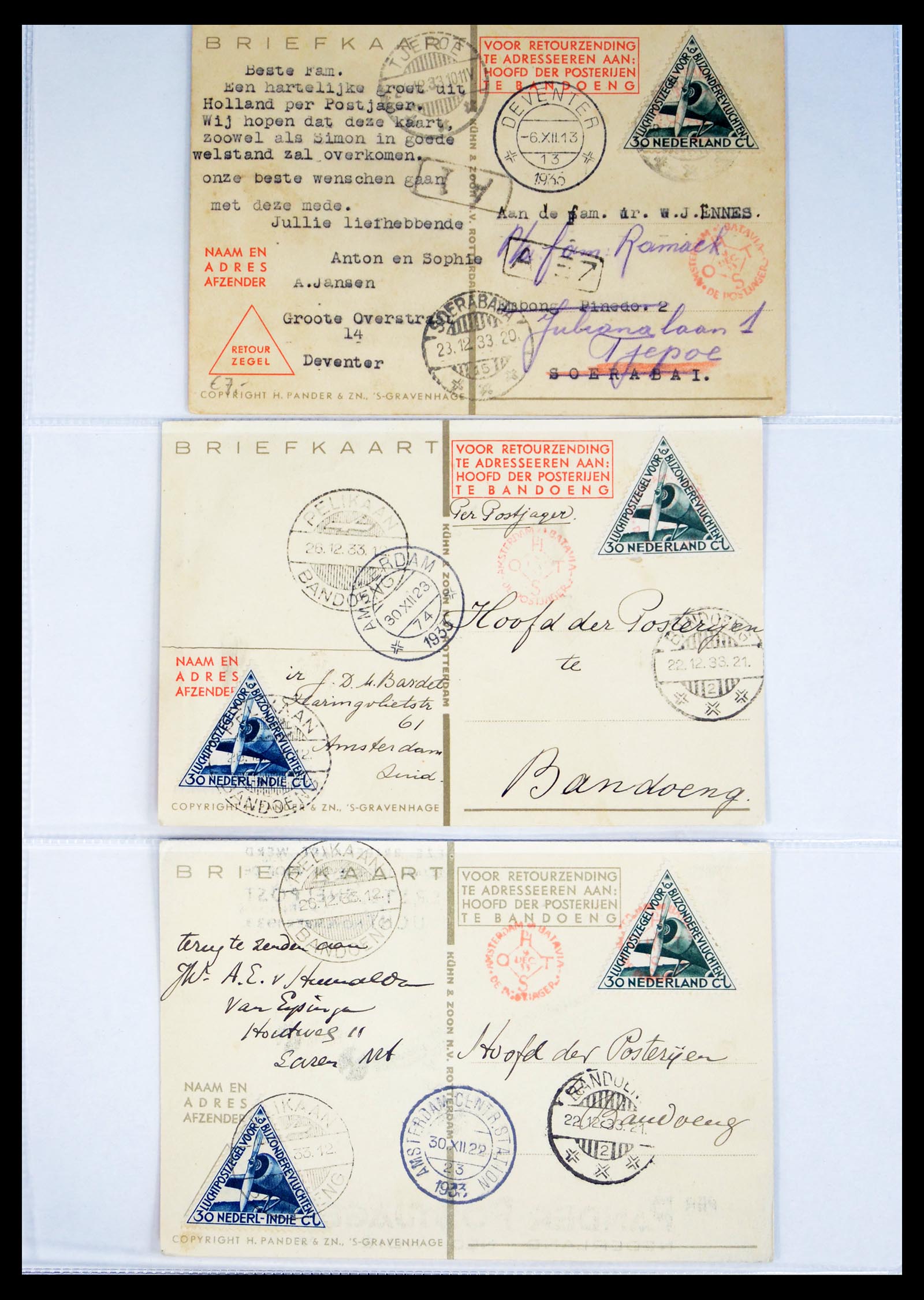 40398 0017 - Postzegel verzameling 40398 Nederlands Indië brieven 1928-1948.