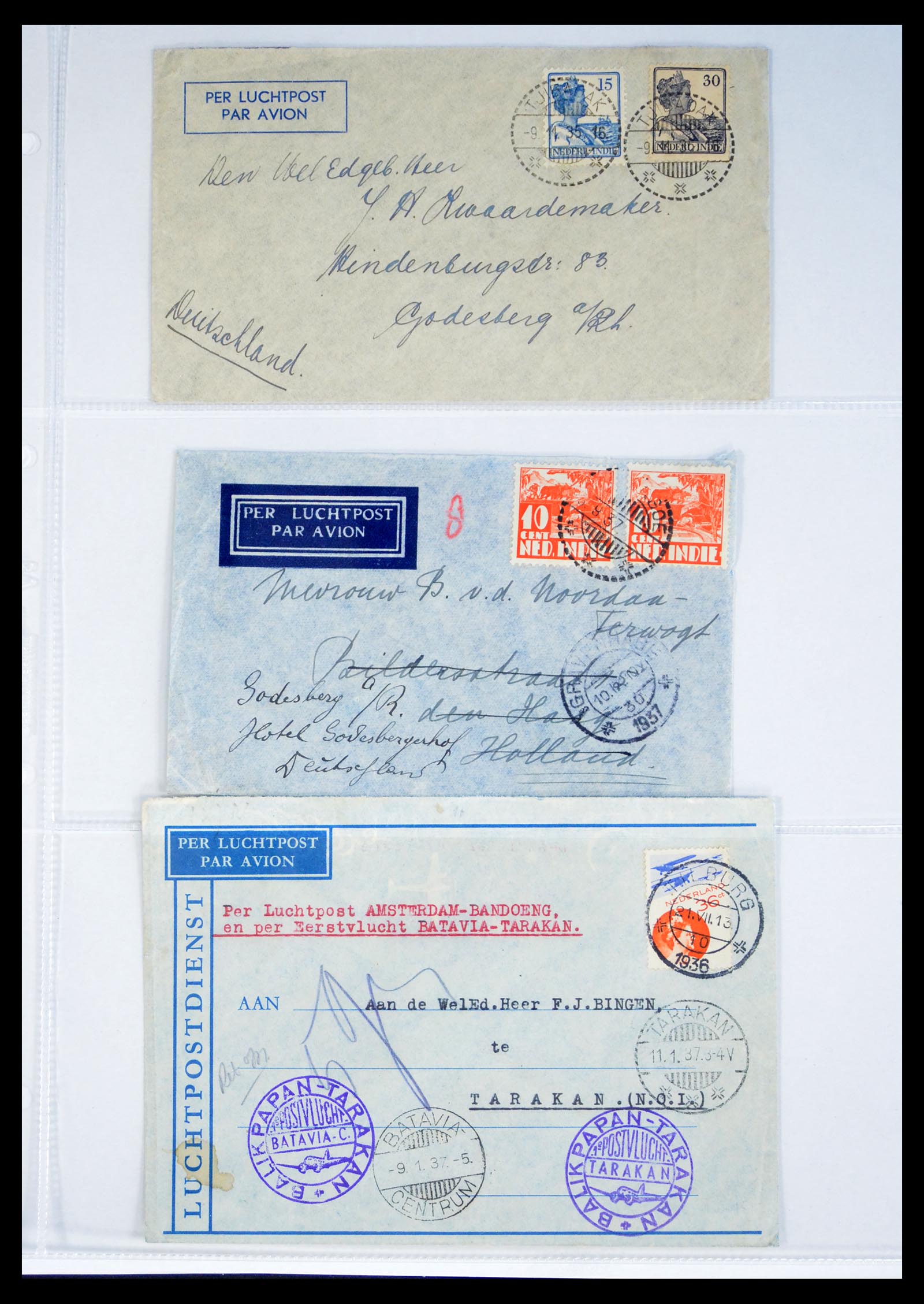 40398 0019 - Postzegel verzameling 40398 Nederlands Indië brieven 1928-1948.