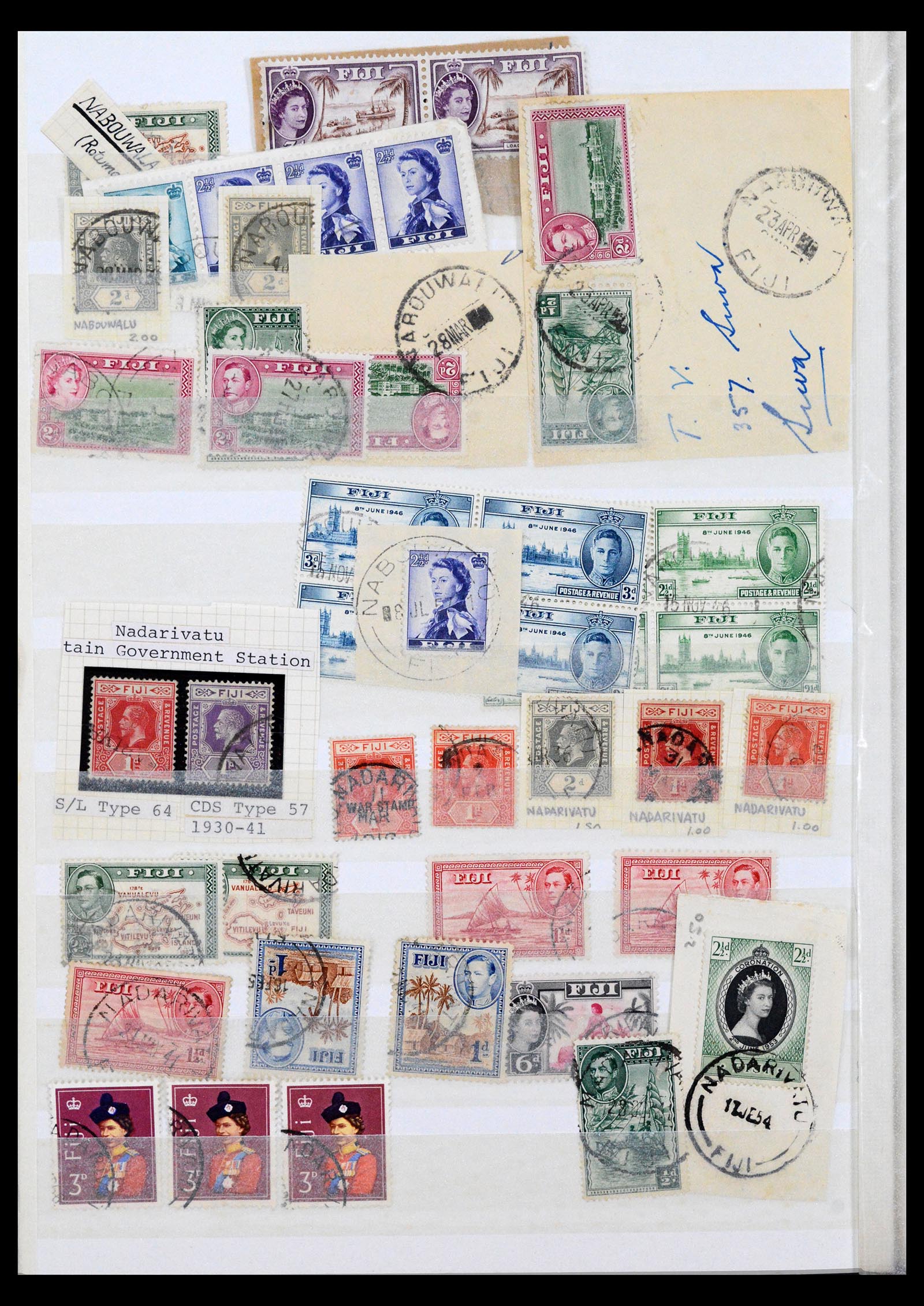 40461 0015 - Stamp collection 40461 Fiji cancels 1930-1965.